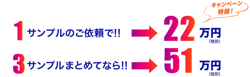 1サンプルのご依頼で22万円